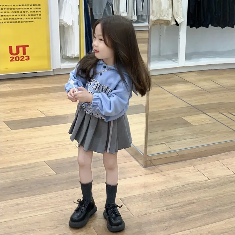 Girl Skirt Short Skirts Korean Style Children Clothing 2024 Autumn and Spring New Girls Design Sense Pleated Skirt Girl Dress