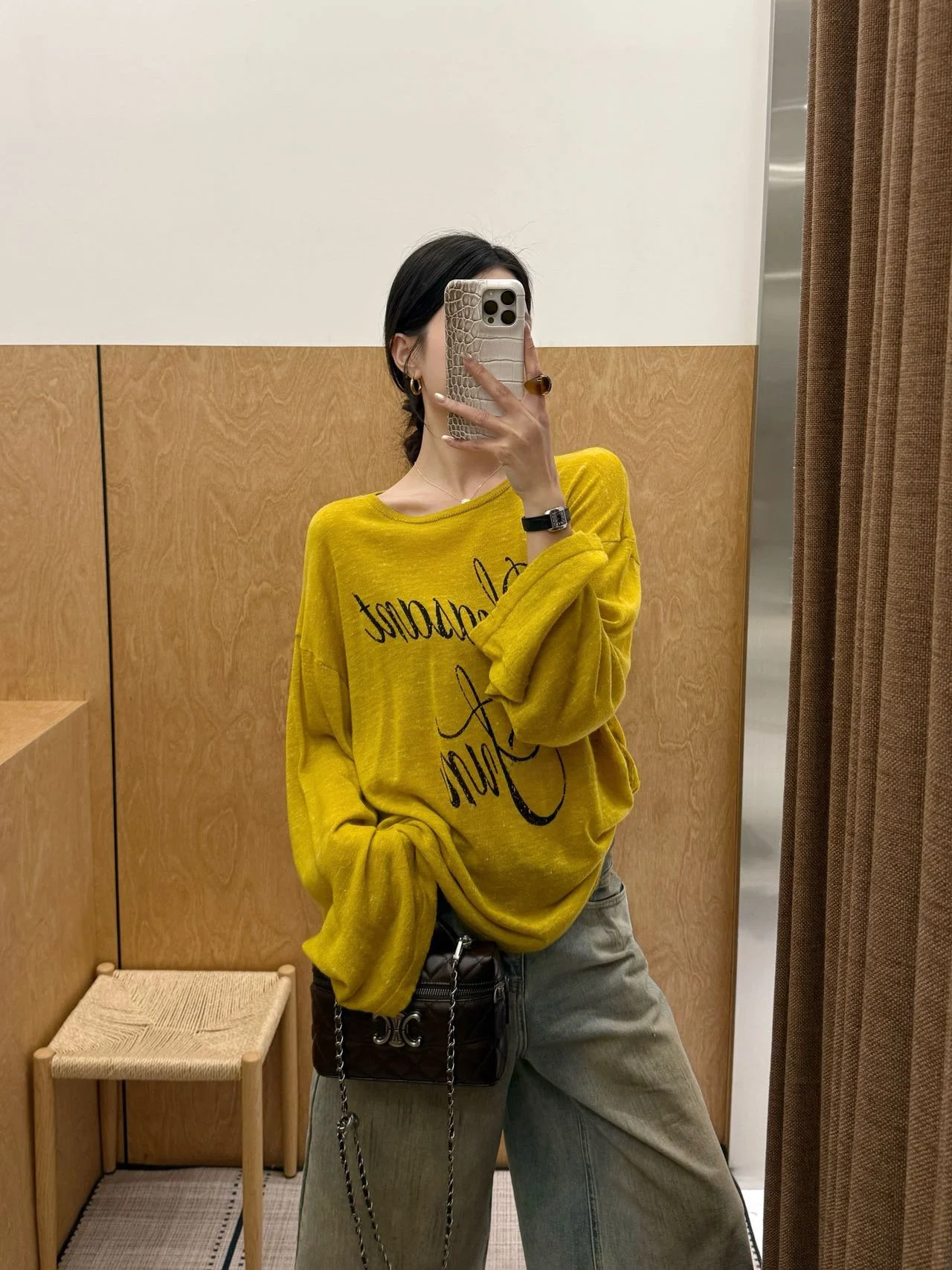 

Повседневный вязаный льняной топ с круглым вырезом и буквенным принтом, свободного кроя, универсальный, для весны и лета, в корейском стиле, модный женский.