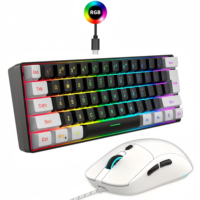 Ultra-Compact 60% Wired Gaming Keyboard and Mouse Combo, Ergonomic Design, 61-Key RGB Backlit Keyboard withUSB Plug-in, 6-Button