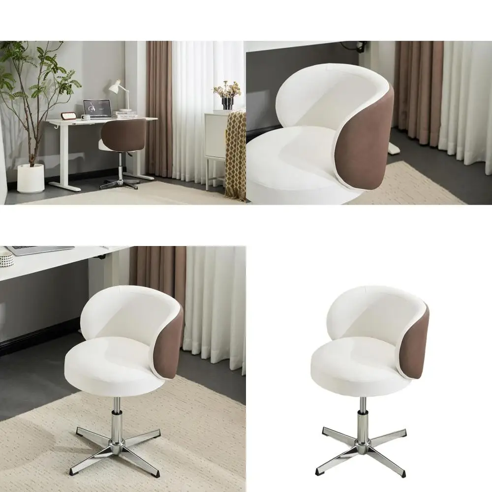 

Compact Swivel Desk Chair without Wheels, Comfortable Ergonomic Low-Back Support for Home Office, Height Adjustable, PU Leather