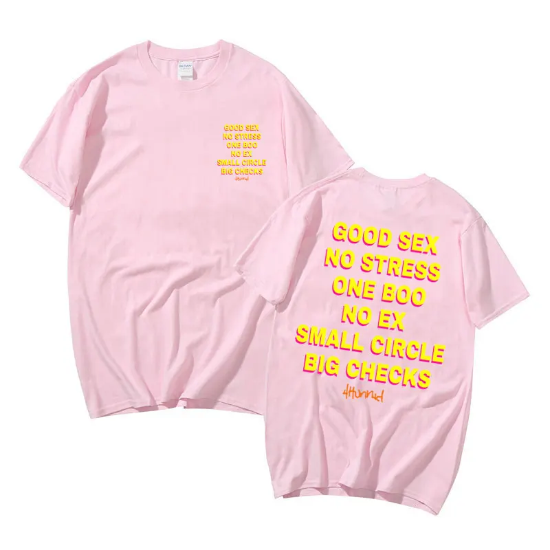 Good Sex No Stress One Boo No Ex Small Circle Big Checks Graphic Print Tshirt Men Women Casual Pure Cotton Tees Funny Streetwear