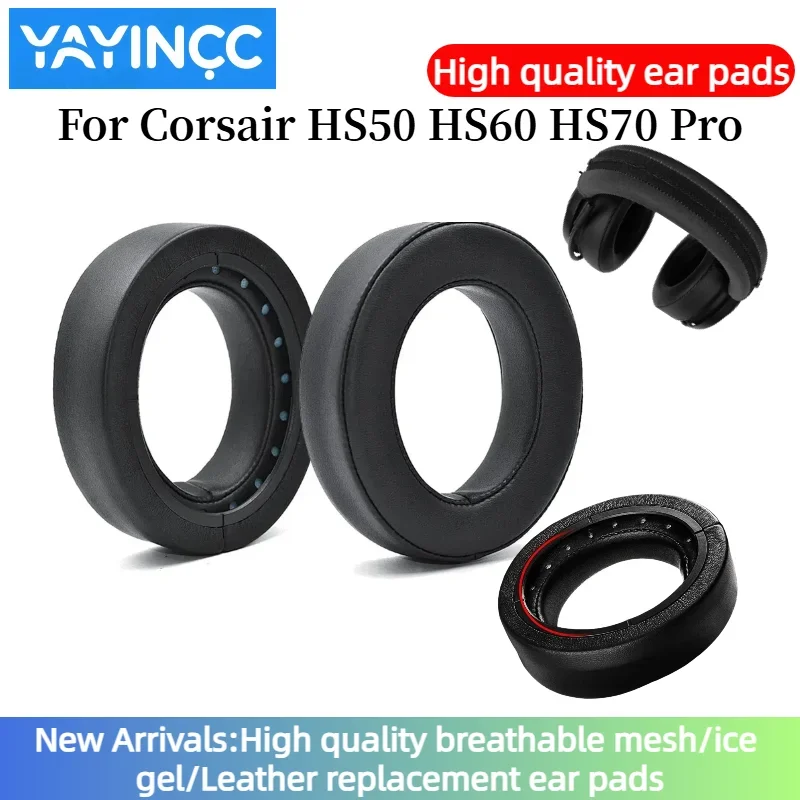 

YAYINCC Replacement Earmuffs / Head Beam Leather Case Earpads For Corsair HS50 HS60 HS70 Pro Headphone Sleeve Accessories