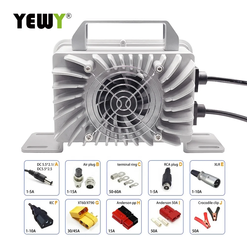 YEWY 600W CAN RS485 Waterproof 24V30A 36V 48V 60V 72V Sealed Lead Acid LiFePO4 Lithium ion Power Battery Charger