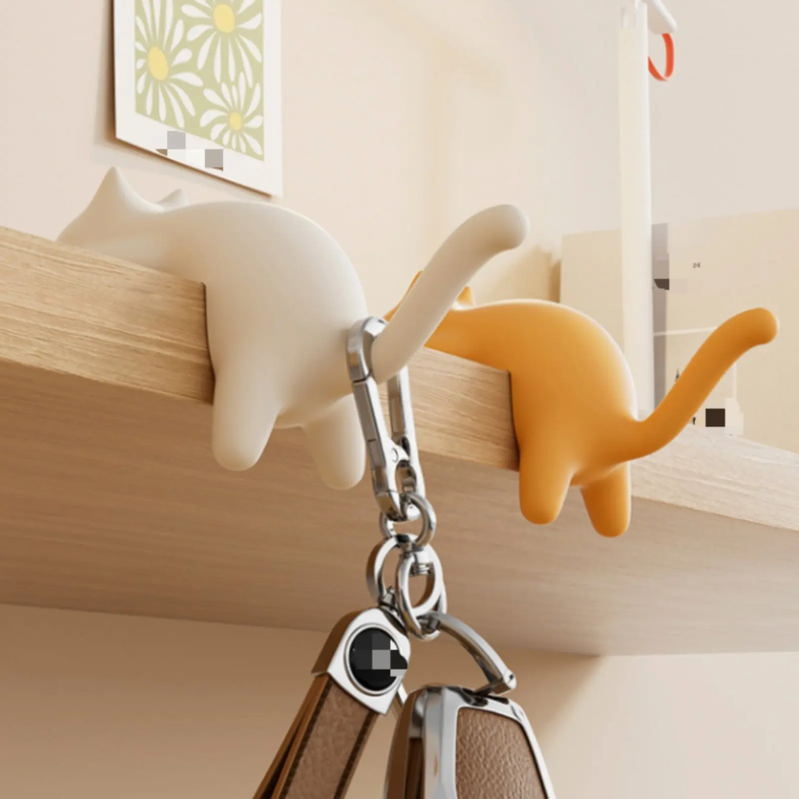 Cat Desk Hook holewithoutFree Installation Table Side Bag Hanger Desk Side Hanger Multi-Functional Cat Tail Bag Hook Sturdy