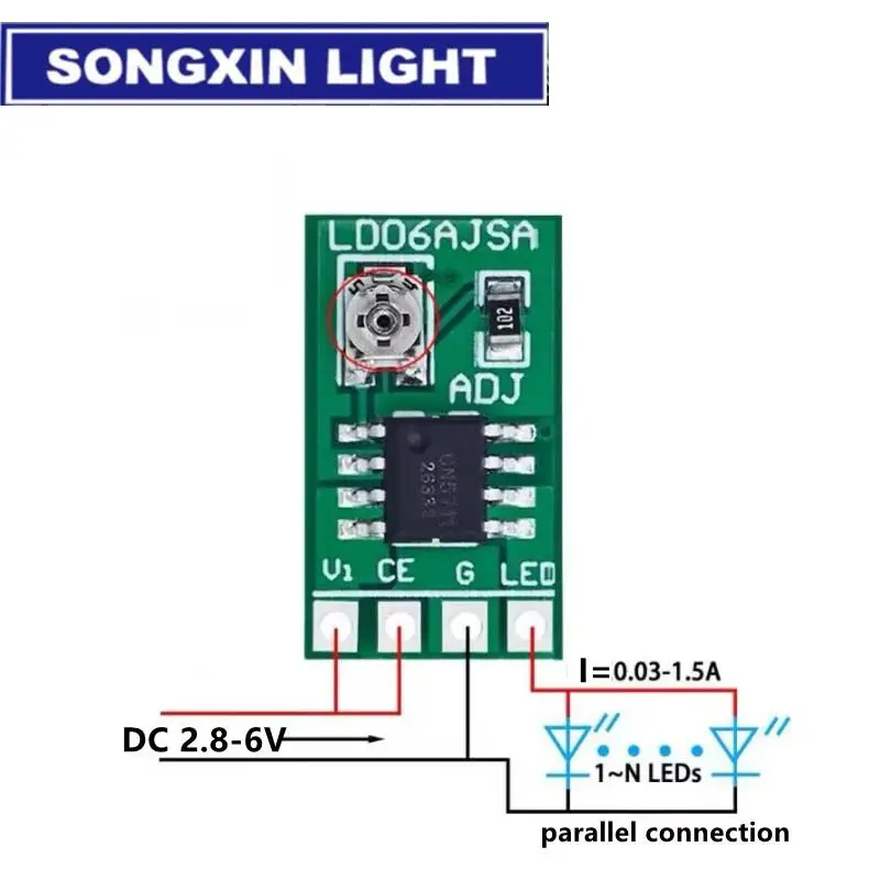 SAMIROB 30-1500MA Adjustable Constant Current LED Driver DC 3.3V 3.7V 4.2V 5V PWM Control Board Buck Power module