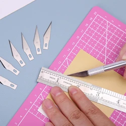 Fniiva Engraving Cutter with 5pcs Blade Metal Handle Craft Carving Sculpture Paper Non-Slip Knife DIY Repair Hand Leather Tools