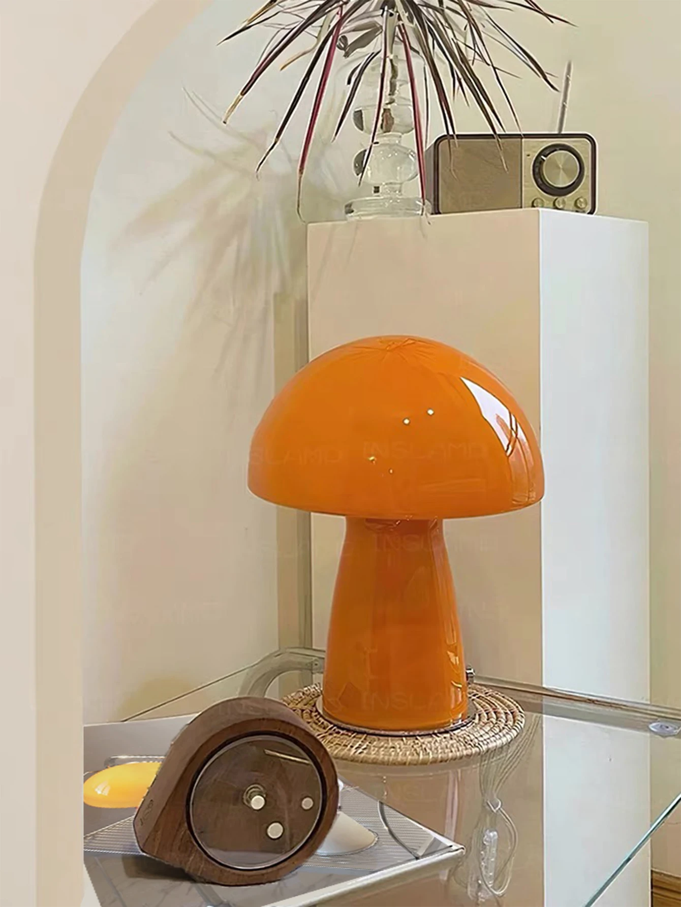 Tri-colour USB plug corded modern LED mushroom light for camping, dining, bedside home décor ambient lighting