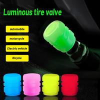 4PCS Luminous Car Tire Valve Cap Fluorescent Night Decor Nozzle Wheel Motorcycle Dustproof Bike Caps Glowing Valve Tyr D9H0