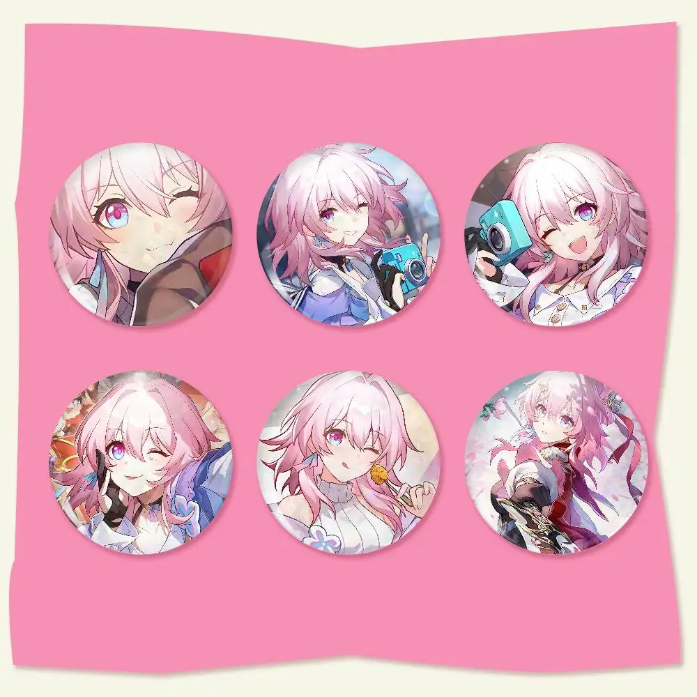 March 7th Honkai Star Rail Tinplate Brooch  Figure Icon Badge Handmade Brooches for Backpack Clothes Decoration