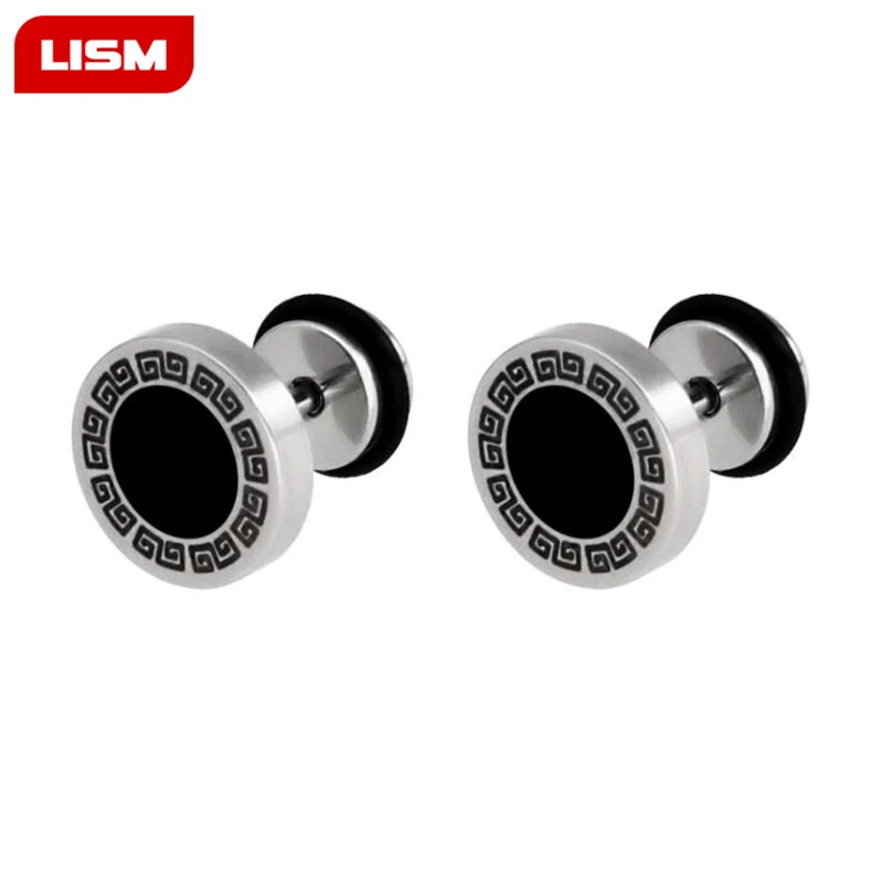 1PC Round earrings woman man fashion jewelry fake ear plug tunnel stainless steel piercing ear stud