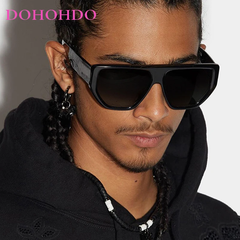 DOHOHDO New Ins Popular Square Sunglasses Women Retro Punk Clear Lens Eyewear Men Shades UV400 Luxury Brand Sun Glasses Oculus