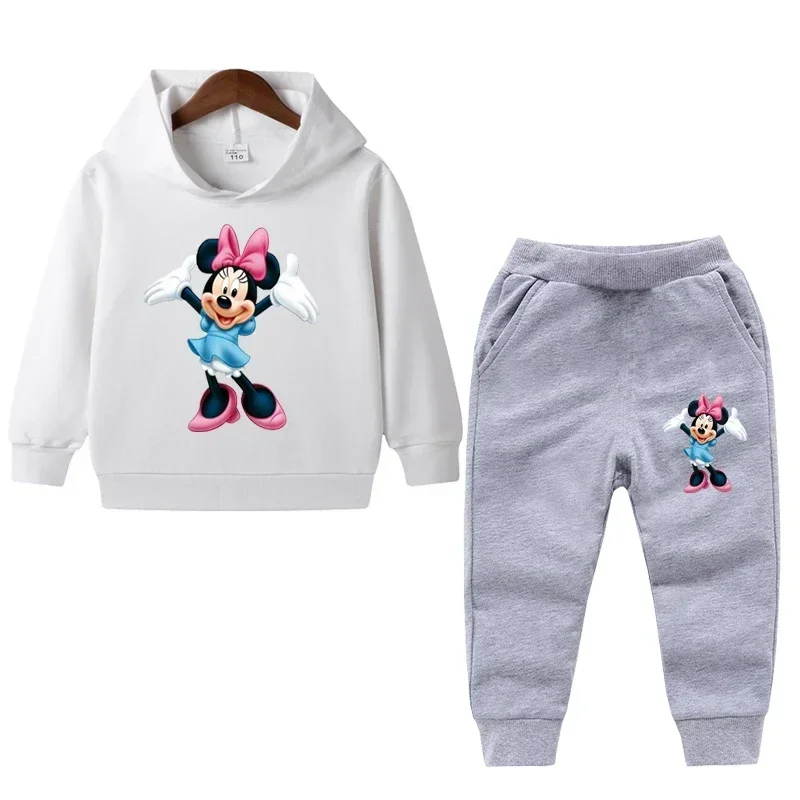 Disney Spring Autumn Girls Minnie Clothing Suit Baby Girls Clothes Kids Sport Hoodies Pants 2Pcs Sets Fahion Toddler Tracksuits