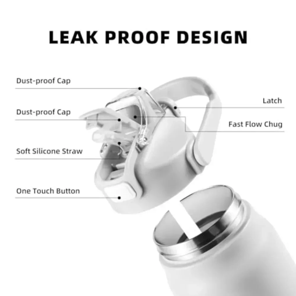 سعة كبيرة في الهواء الطلق الرياضة زجاجة ترمس زجاجة ماء محمولة مكنسة من الفولاذ المقاوم للصدأ العزل مع القش 800 مللي/1000 مللي/1500 مللي #4