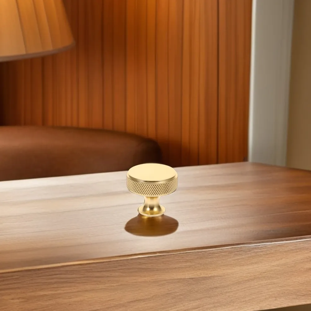 6Pcs Gold Tone Round Wardrobe Knobs Single Hole Cabinet Pulls Minimalist Design Easy Install Comfort Grip for Dresser Kitchen