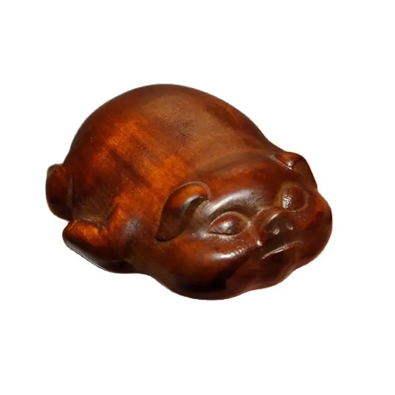 

antique wood carving Handmade Statuette figurine small mini wooden Lazy pig gift