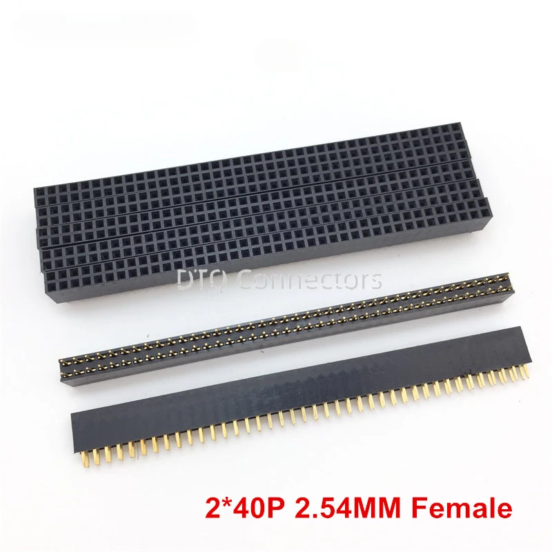 5PCS 2.54mm 2*40 Pin Double row Straight  Female pin header 2.54MM  Connector Socket 2x40 80p
