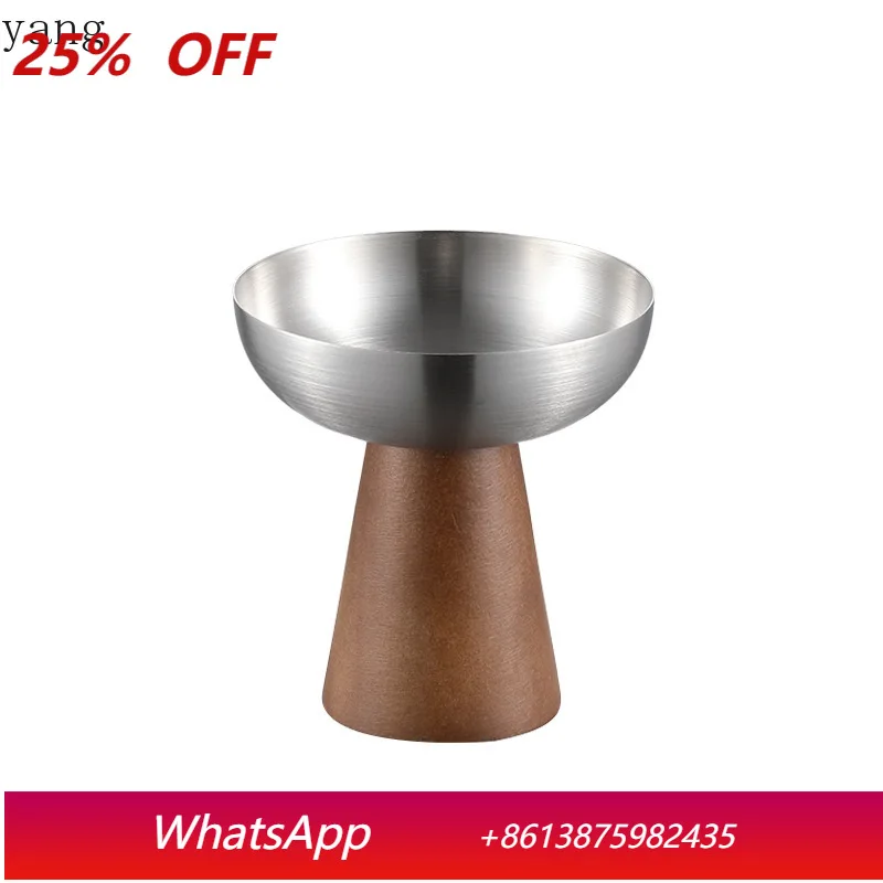 

CX stainless steel ice cream cup bowl refreshment dried fruit plate pudding cup solid wood base goblet