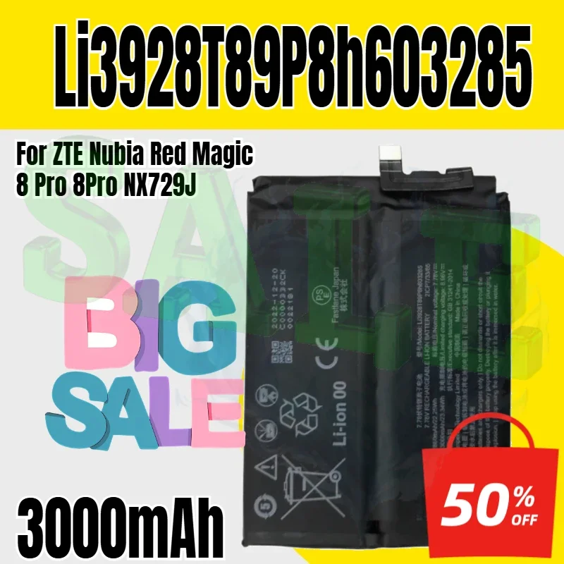 

3000mAh Li3928T89P8h603285 Battery for ZTE Nubia Red Magic 8 Pro 8Pro NX729J Mobile Phone Batteries