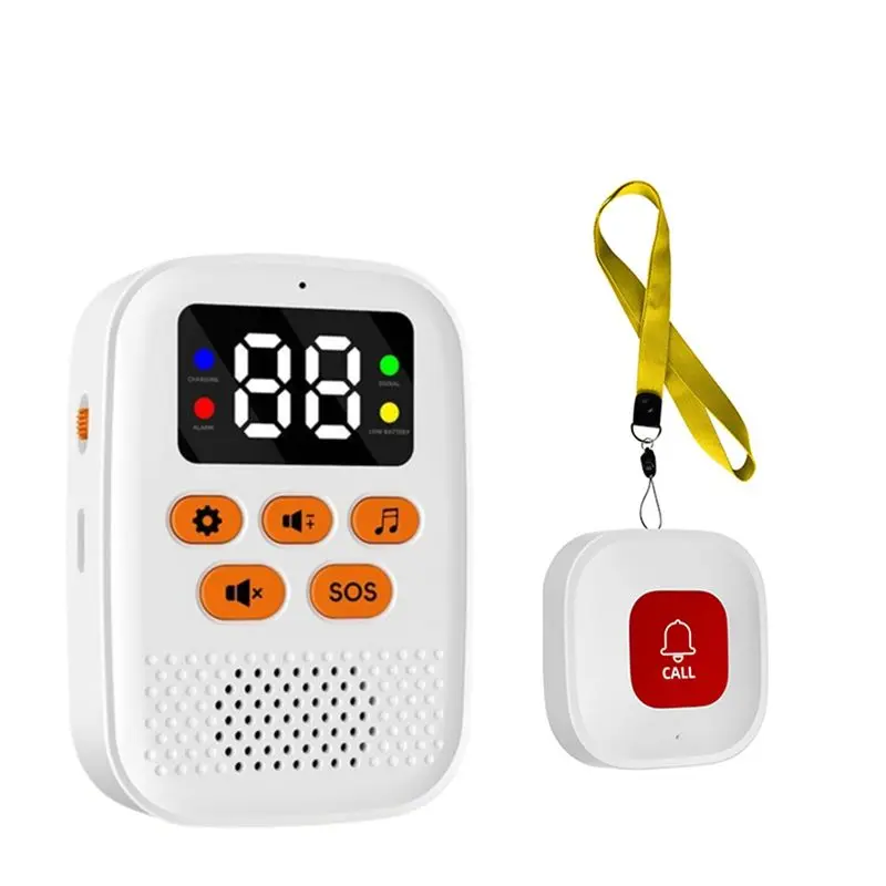 Wireless Caregiver Call Button SOS Emergency Monitor With Vibration, Personal Caregiver Pager For Elderly Care
