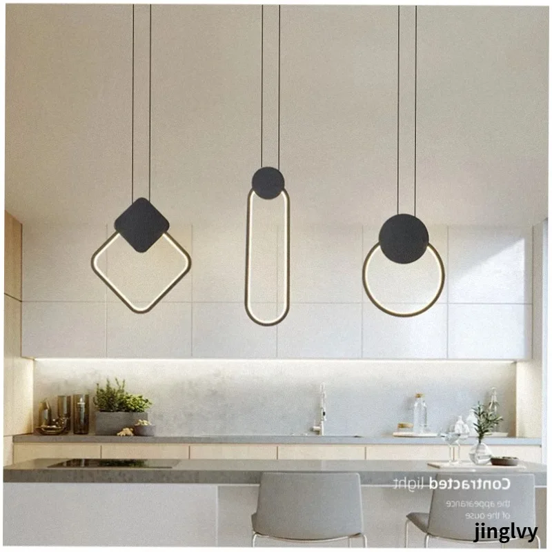 Modern Nordic Circle Lamp bar Restaurant Single Head Light Luxury Home Decoration Bedroom Simple Bedside Chandelier Creative