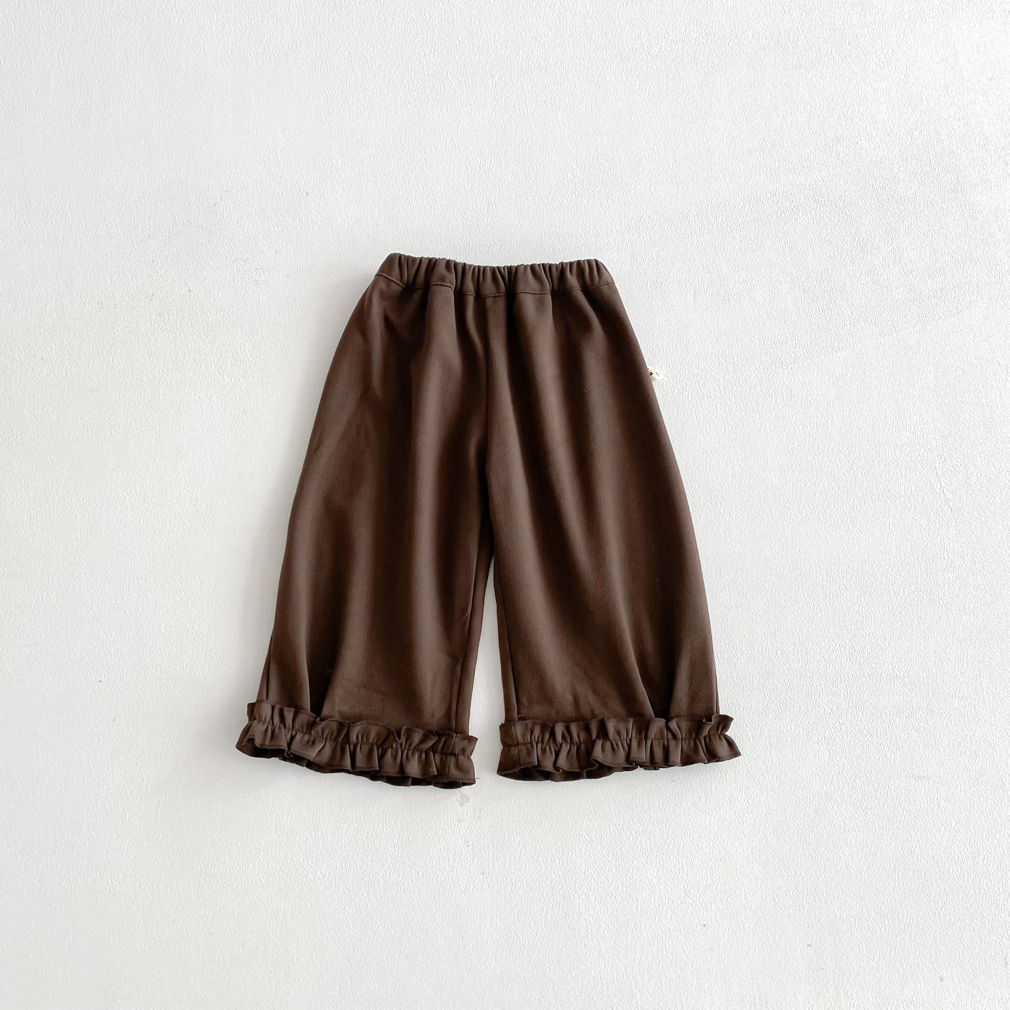 Frühlings- und Herbst-Freizeithosen für Mädchen, süße und einfarbige Hosen mit weitem Bein und Spitze für Babys