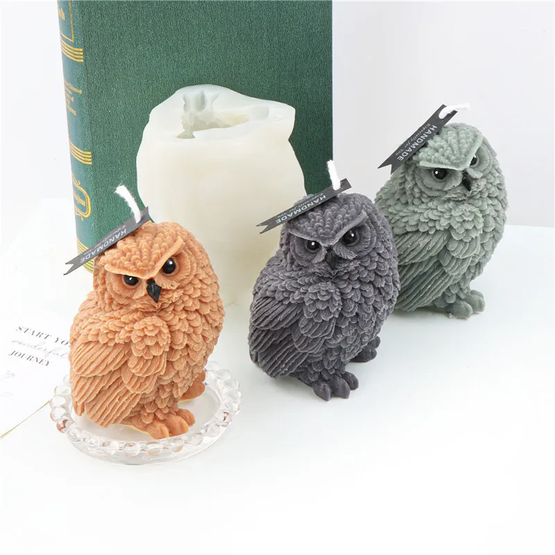 

3D Owl with Tilted Head Silicone Candle Mold DIY Handmade Scented Gypsum Candle Resin Soap Mould Fondant Cake Baking Molds Gift