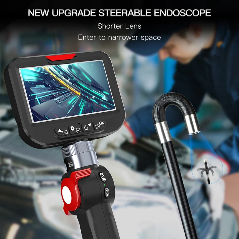 3.9MM & 6.5MM Articulating Borescope With LED Two-Way Borescope Camera HD1080P Endoscope Automotive Scope for IOS Android