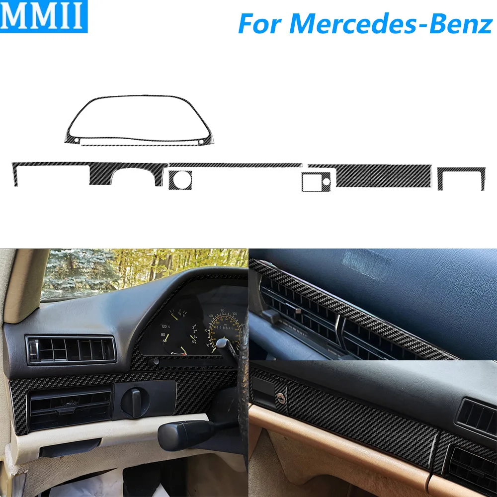 For Mercedes-Benz S-Class W126 1980-1991 Carbon Fiber Dashboard Speedometer Air Outlet Panel Cover Set Car Accessories Sticker
