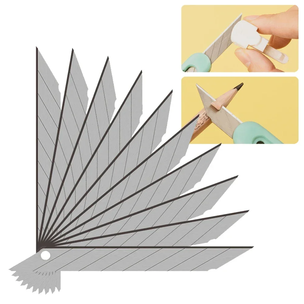 

10pcs 30 Degree Angle Utility Blades Art Cutter For Art Cutting Carving Breakable Blade Body 9 Blade Heads Paper Cutting Tools