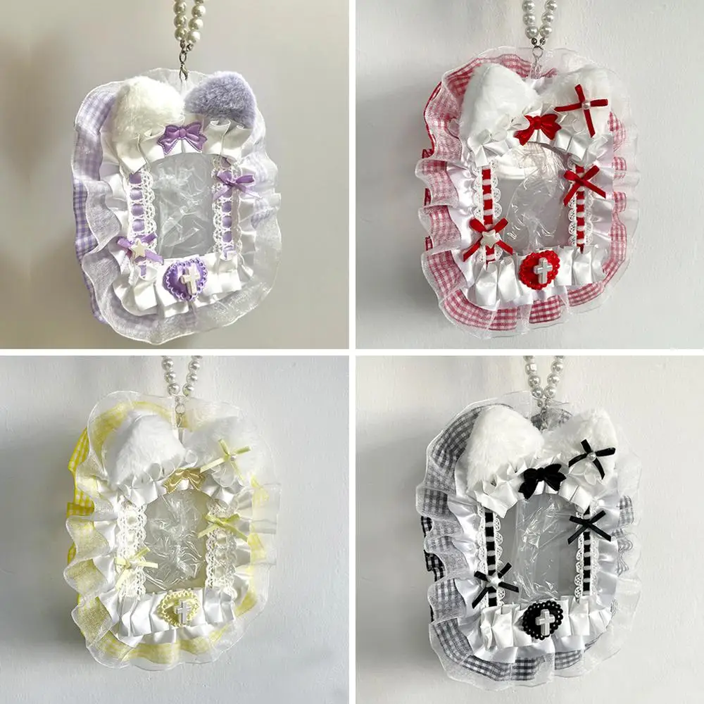 DIY Lace Poker Card Holder Photocard Case Lolita Sweet Photocard Case Anime Idol Display Photo Pendant Card Holder Protector