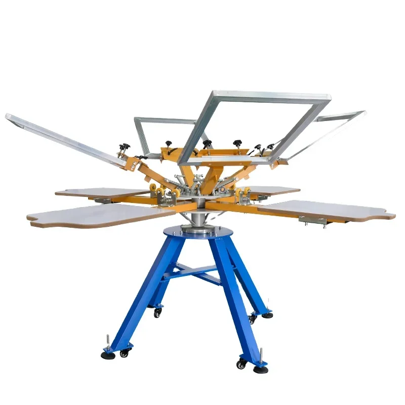 Micro Adjustment T-shirt Printing Machine 6 Color 6 Stations 4 Color 4 Stations Manual Screen Printer Manual