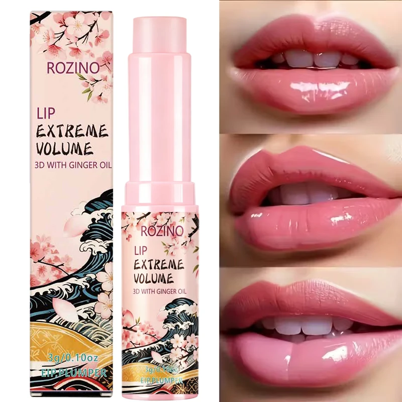 ROZINO Sakura Ginger Oil-Colored Lip Balm, moisturizing and non-sticky, hydrates without causing tightness, long-lasting hydration, suitable for all skin types, unisex, lip care and skin care, holiday gift