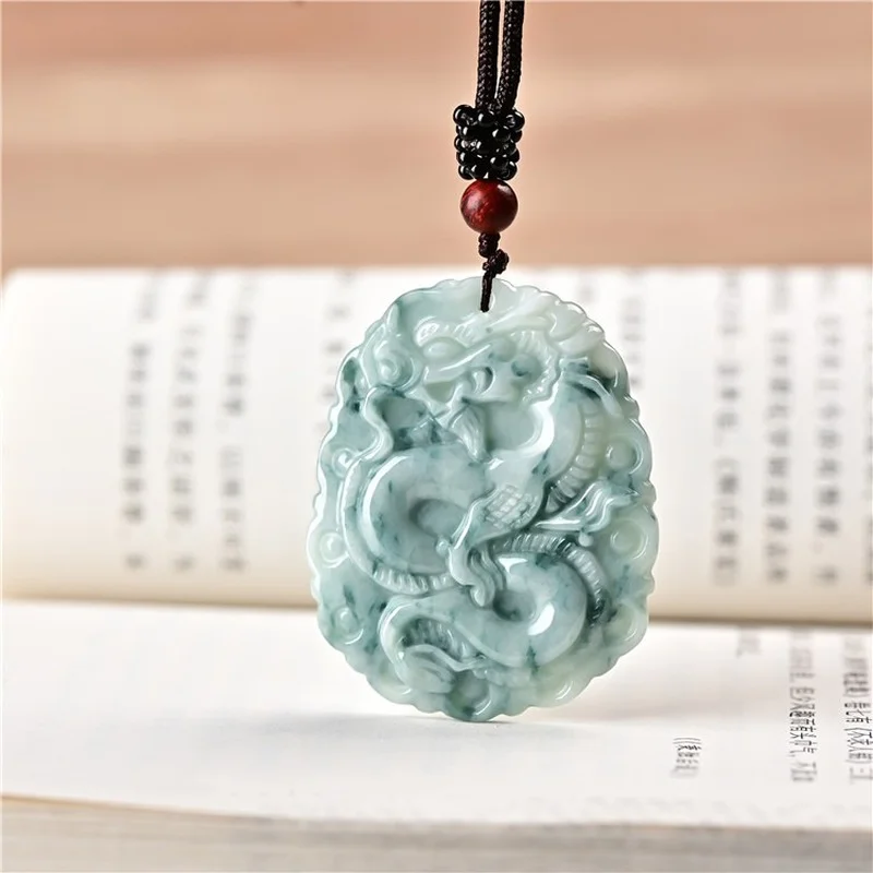 Myanmar Natural Jade Floating Dragon and Phoenix Pendants for Men and Women Joker Dragon World Pendants