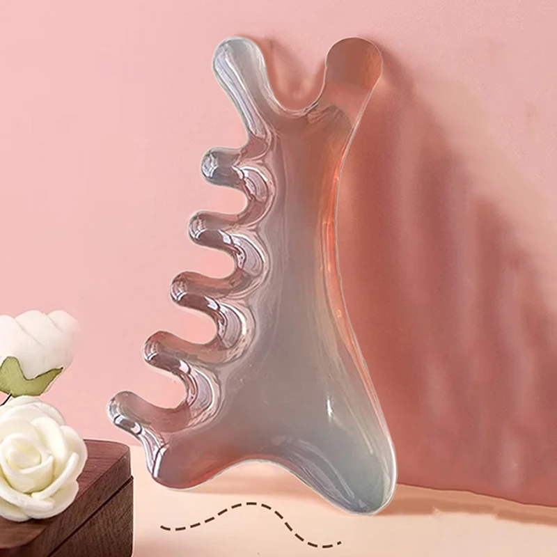 Peigne de massage des méridiens corporels 4 en 1, peigne en résine rose Sakura pour acupression du cuir chevelu, outil de thérapie de massage du cou, 1 pièce
