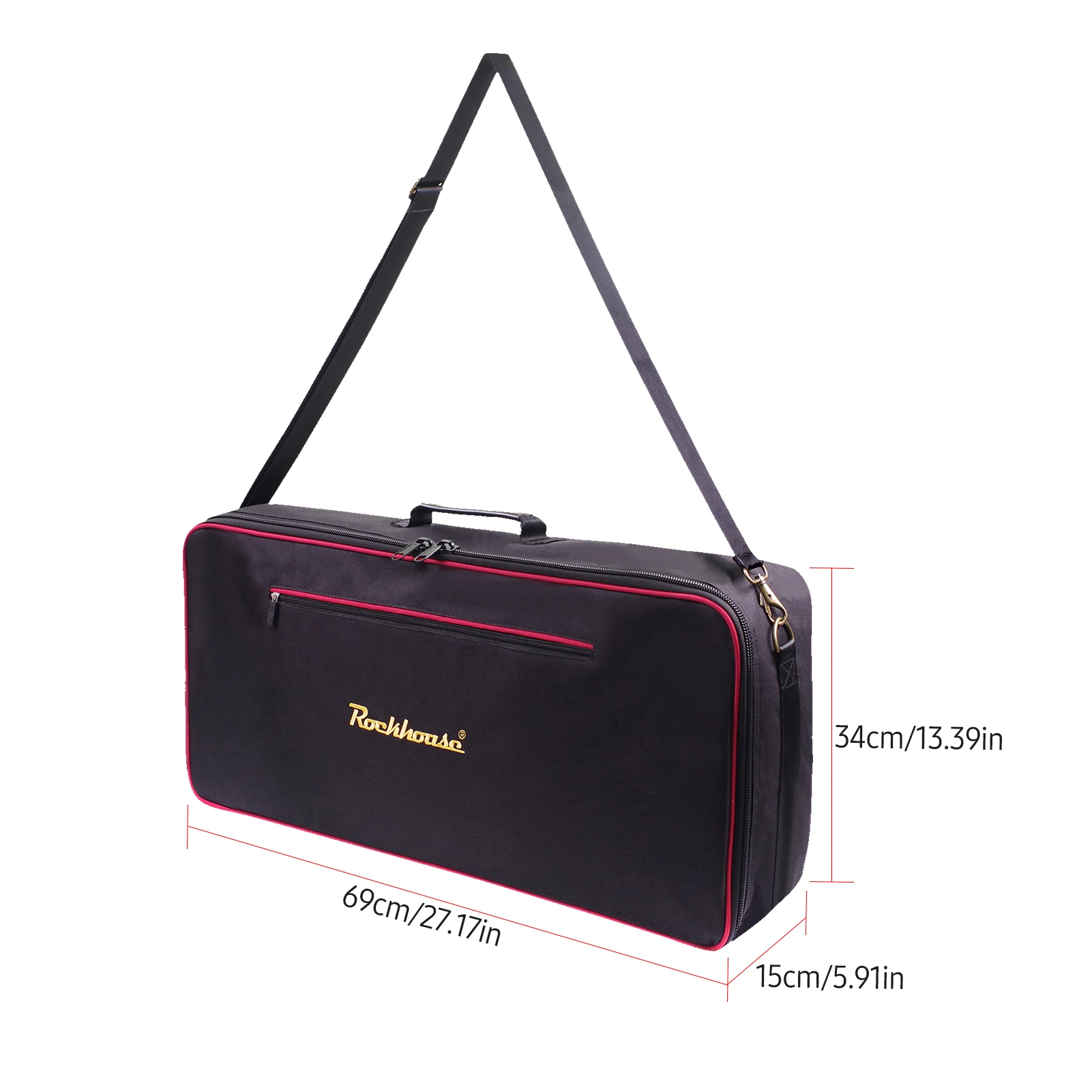 Borsa a pedale effetto Rockhouse borsa a tracolla portatile con cerniera in tessuto Oxford con tracolla staccabile (nero)