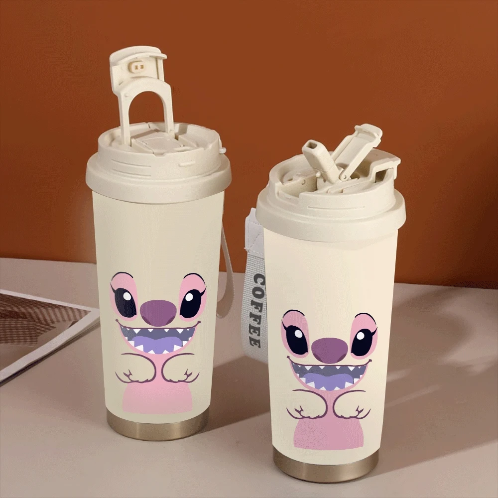 

Lilo&stitch Portable Student Water Cup Large Capacity Girls Cartoon Insulated Cups Disney Lilo & Stitch Anime Cartoon