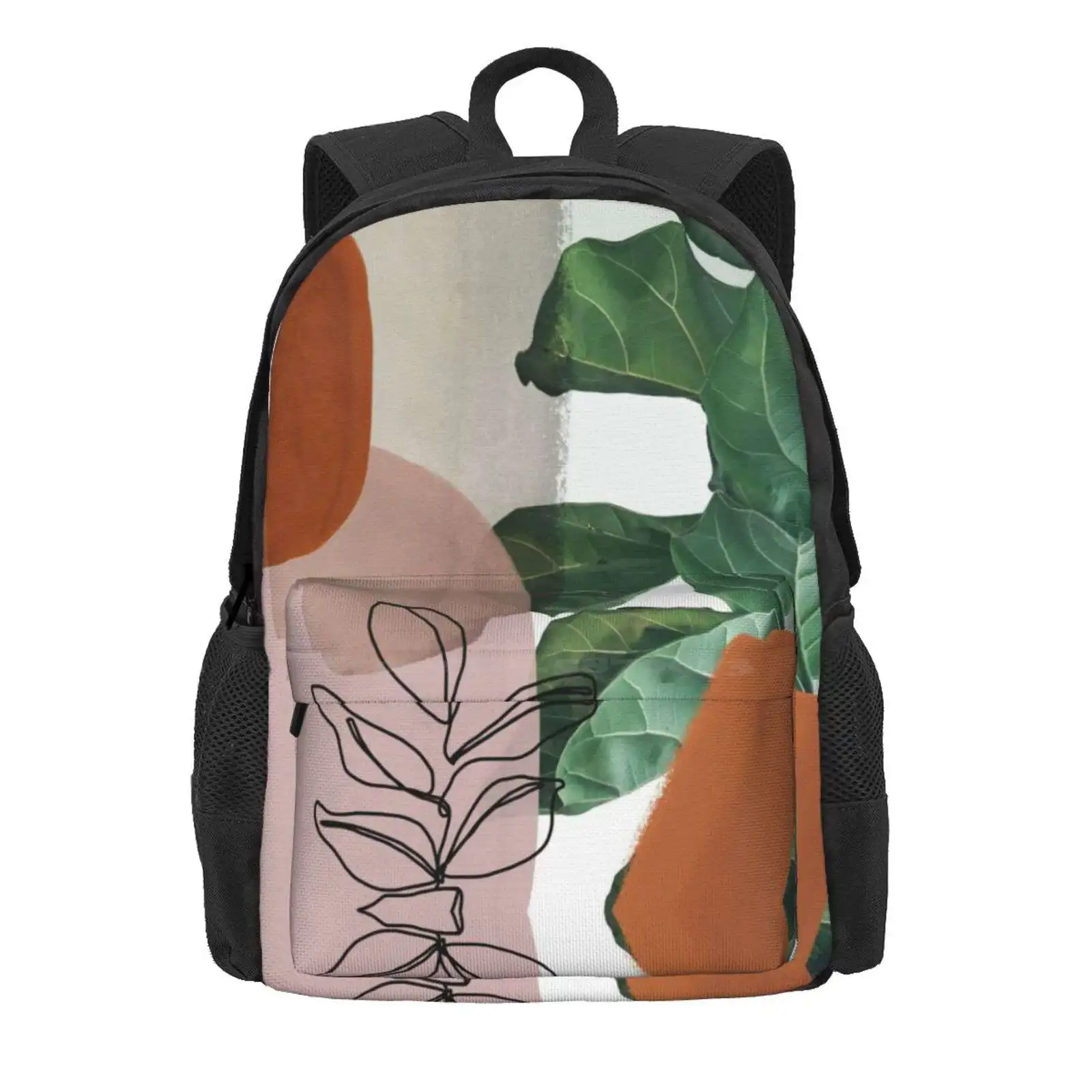 Simpatico V2 Hot Sale Schoolbag Backpack Fashion Bags Nature Abstract Modern Geometric Shapes Minimal Line Drawing Leaves