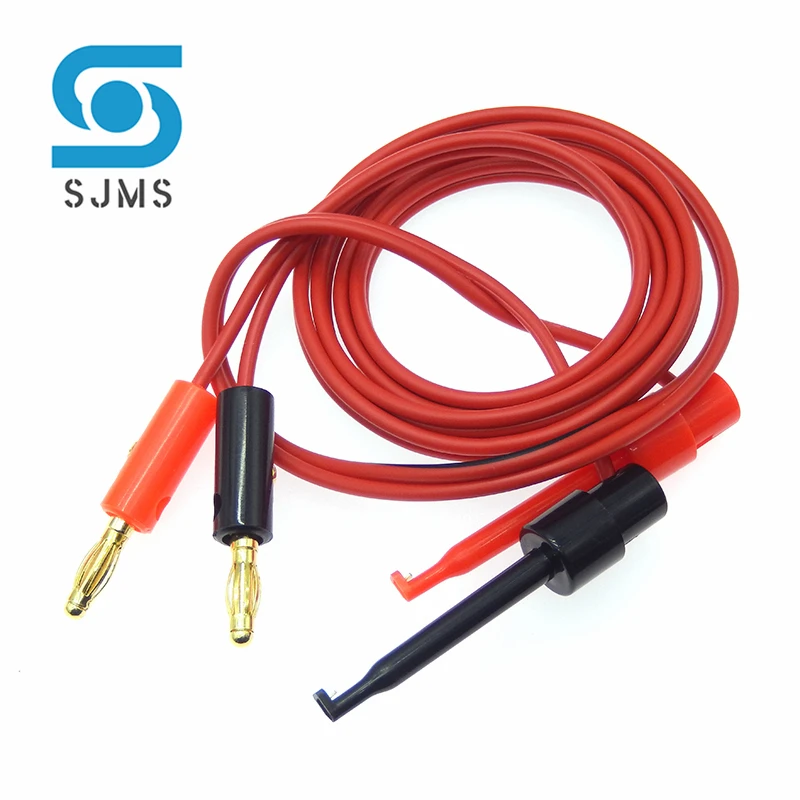 1 Pair 4mm Gold Plated Banana Plug to Test Hook Clip Lead CableMultimeter Tools Test Line Cable Equipment Connector 1 meter