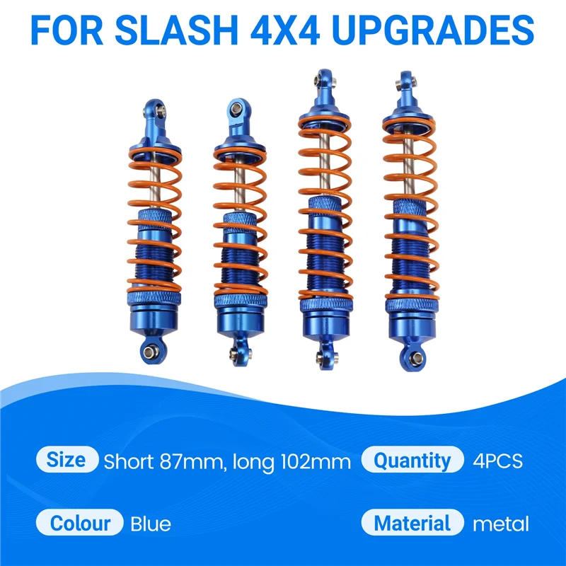 Excellent-4Pcs Metall Vorne Und Hinten Stoßdämpfer Für Traxxas Slash Rustler Stampede Hoss 4X4 VXL 1/10 RC Auto Upgrade Teile