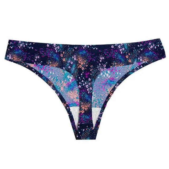 Women's Cute Print Mesh Thongs, Breathable Low-Rise Floral & Animal Pattern Panties for All-Day Wear
