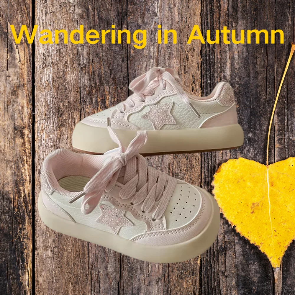 2026 Spring Autumn Children Shoes KPOP Leather Breathable Kids Casual Shoes Star Non-slip Fashion Toddler Girls Boys Sneakers