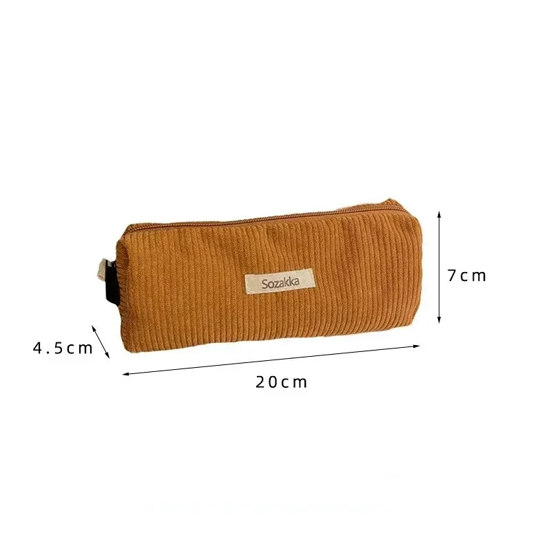 Korean Corduroy Cosmetic Bag Small Makeup Pouch Lady Portable Travel Toiletry Bag Makeup Organizer Student Cute Pencil Case