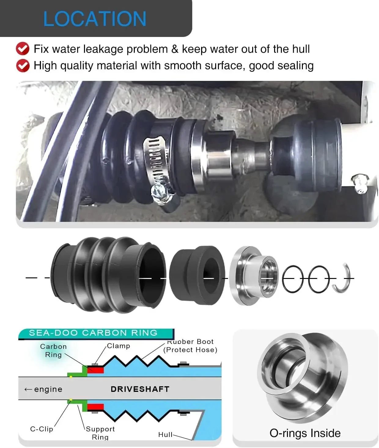 272-000-042 272-000-167 طقم تصليح إعادة بناء خط محرك ختم الكربون لـ SEA-DOO 1997-2000 GSX LTD GSX RFI 1996-2004 XP LTD XP DI