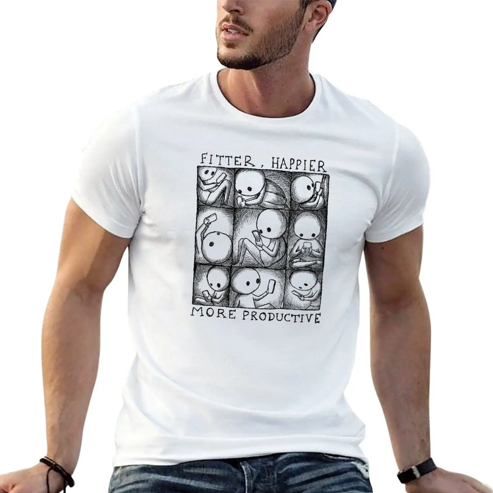 Fitter, Happier More Productive - Illustrated lyrics T-Shirt oversizeds graphics mens graphic t-shirts