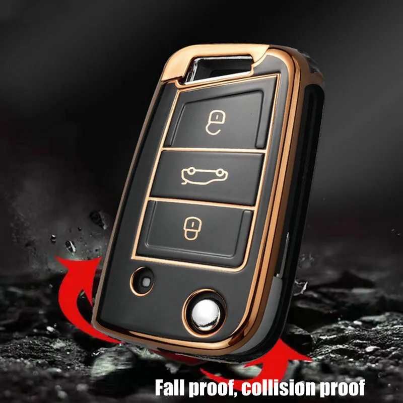 TPU Car Remote Key Case Cover Shell for VW Volkswagen Golf 7 MK7 Tiguan MK2 for SEAT Ateca Leon FR 2 Ibiza for Skoda Octavia A7