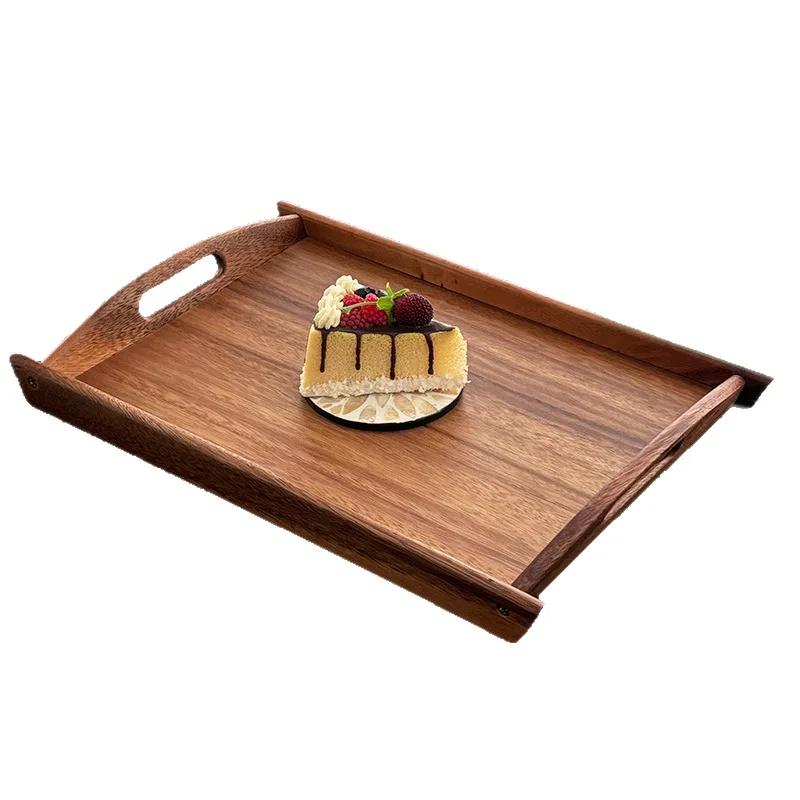 صينية خشبية من الخيزران TianTai Hualian مع آذان - صينية شاي مستطيلة للاستخدام التجاري والمنزلي، يابانية - طراز