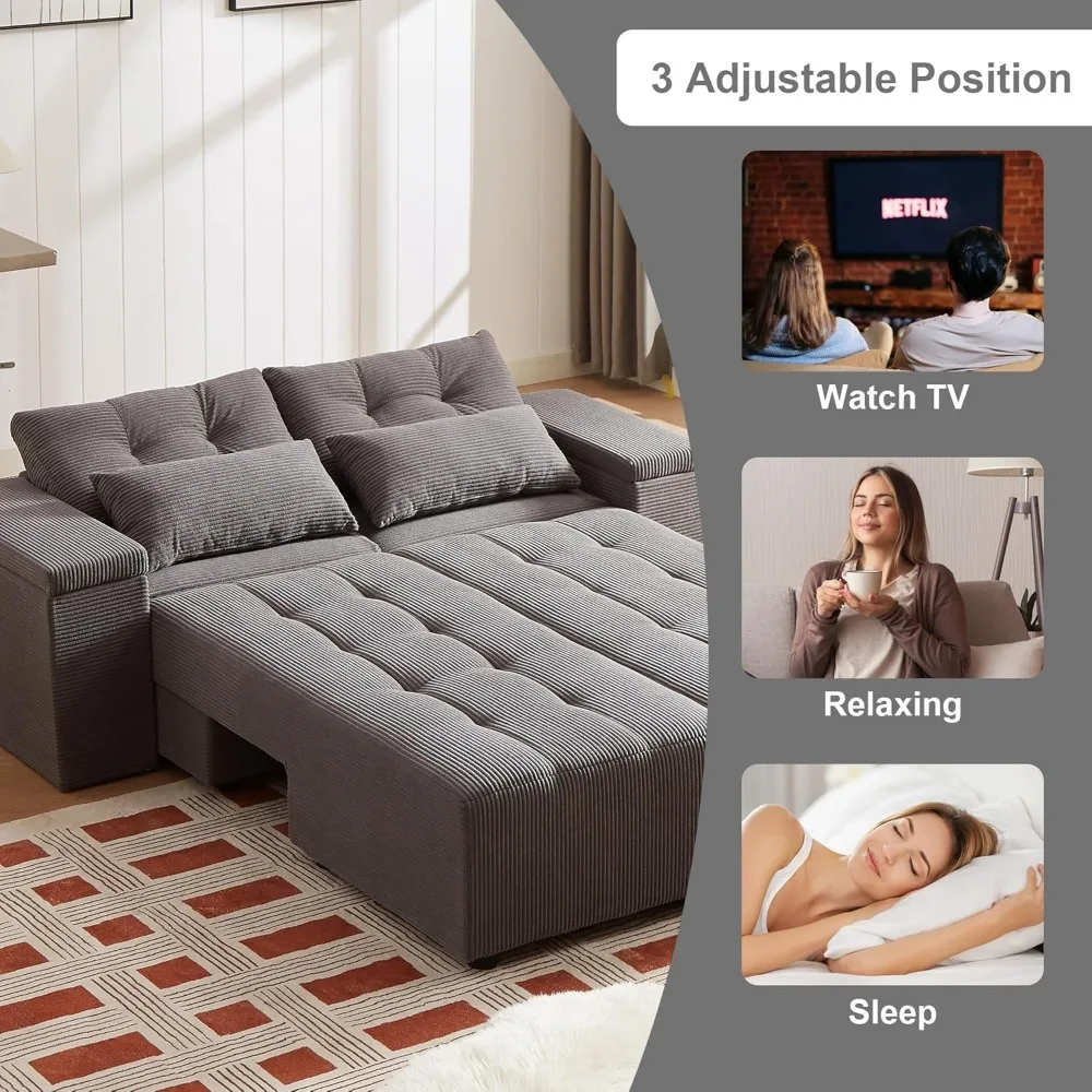 Негабаритный раскладной вельветовый диван-кровать 3-в-1, секционный диван L-образной формы 94 для гостиной, выдвижная кровать, 4-местный с Com