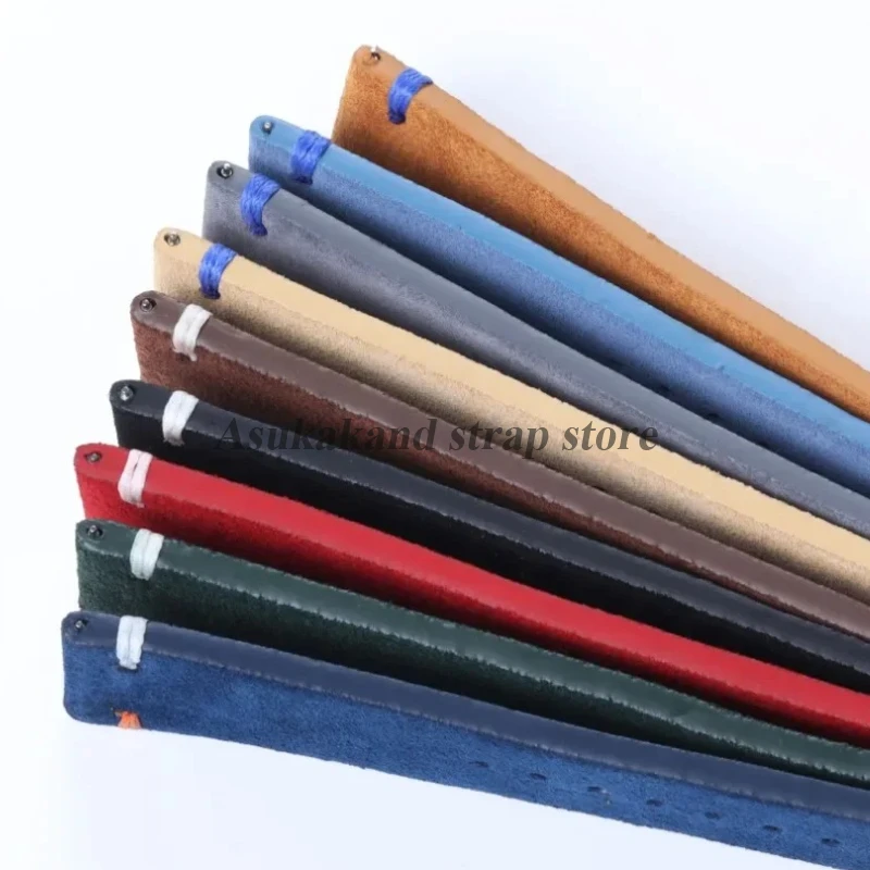 20 มม.22 มม.สายหนังนิ่ม Vintage Handmade เย็บนาฬิกาสําหรับ Samsung Galaxy นาฬิกา 7/6 /5/4 ผู้ชายผู้หญิงสายนาฬิกา