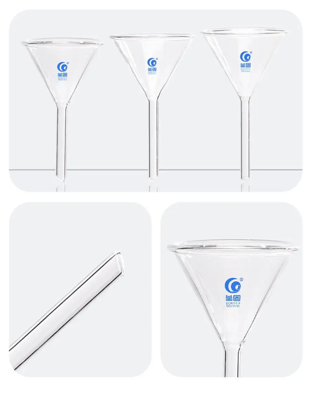 2pcs/lot Dia 100mm Clear Glass funnel with straight top SHORT NECK for Laboratory tests