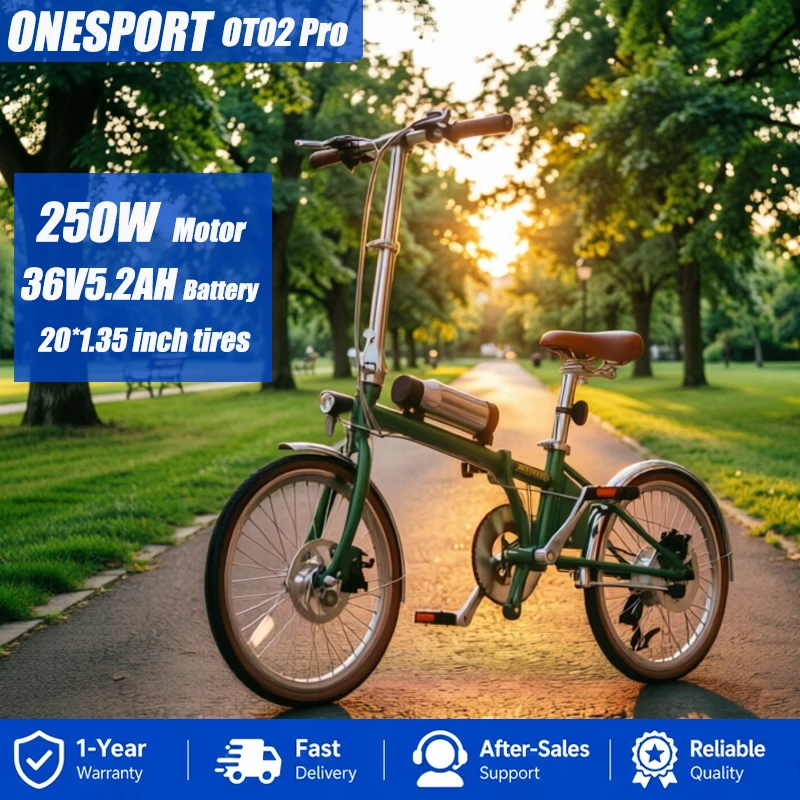 ONESPORT OT02 Pro Faltbares Elektrofahrrad, 250W Motor, 36V5.2AH Hochleistungs-Lithiumbatterie, für Stadtfahrten und Pendeln, 20*1.35 Zoll Reifen, tragbares Elektrofahrrad, Höchstgeschwindigkeit